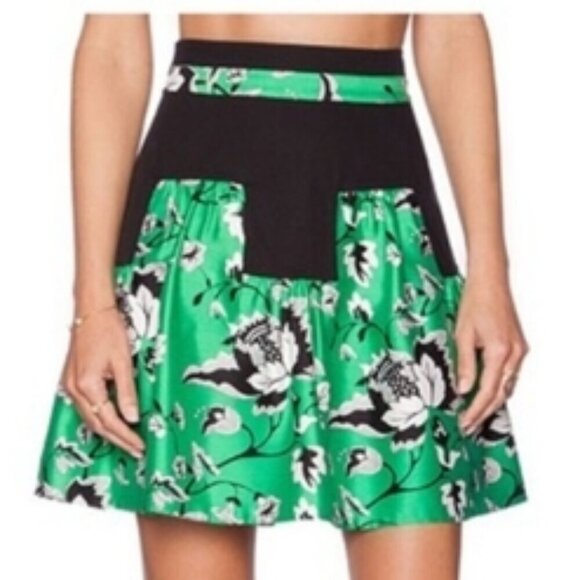 Diane von Furstenberg Claire Skirt Garden Green and Black size 0 - Picture 1 of 1